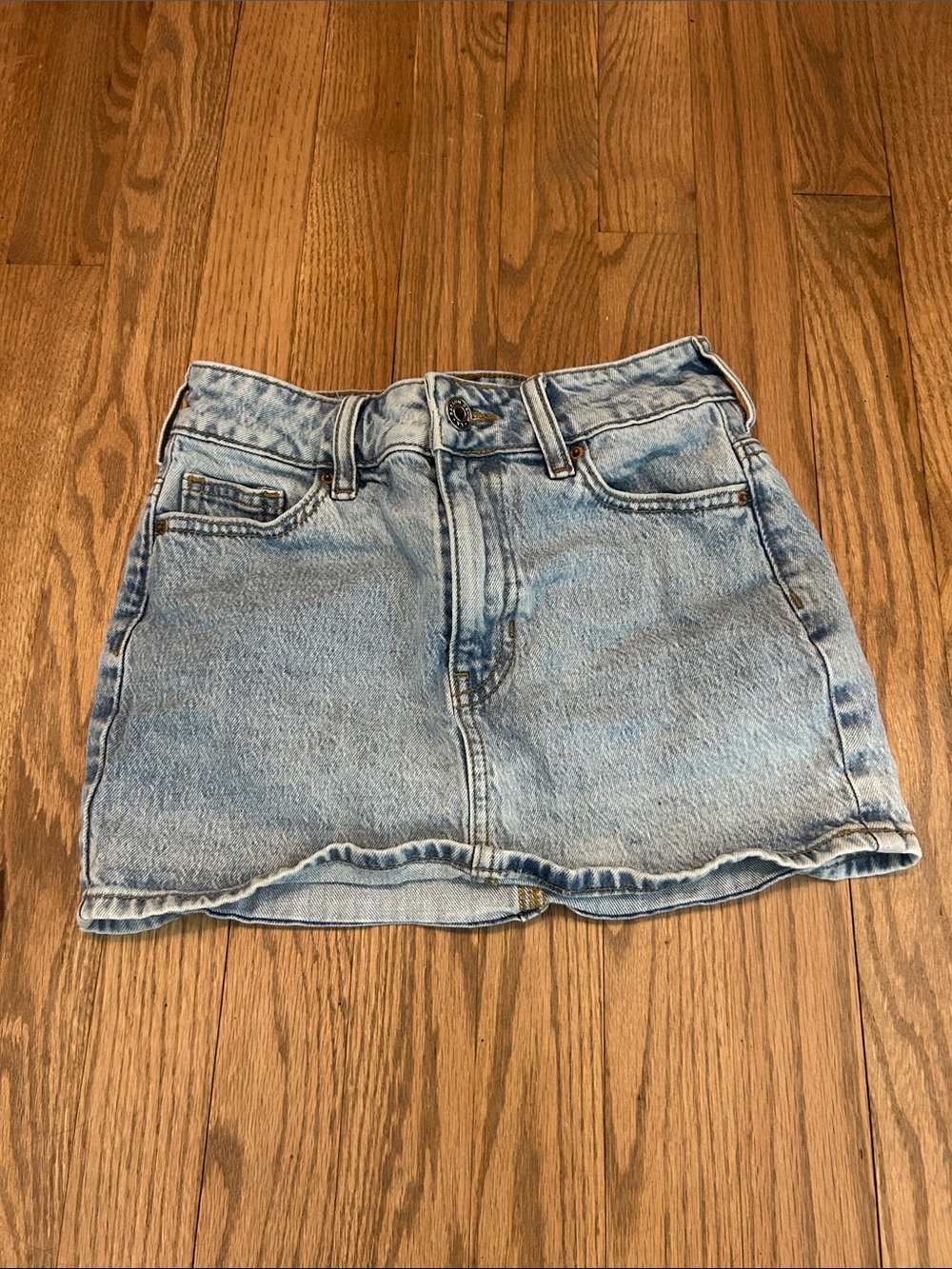 PacSun Light Wash Denim Mini Skirt